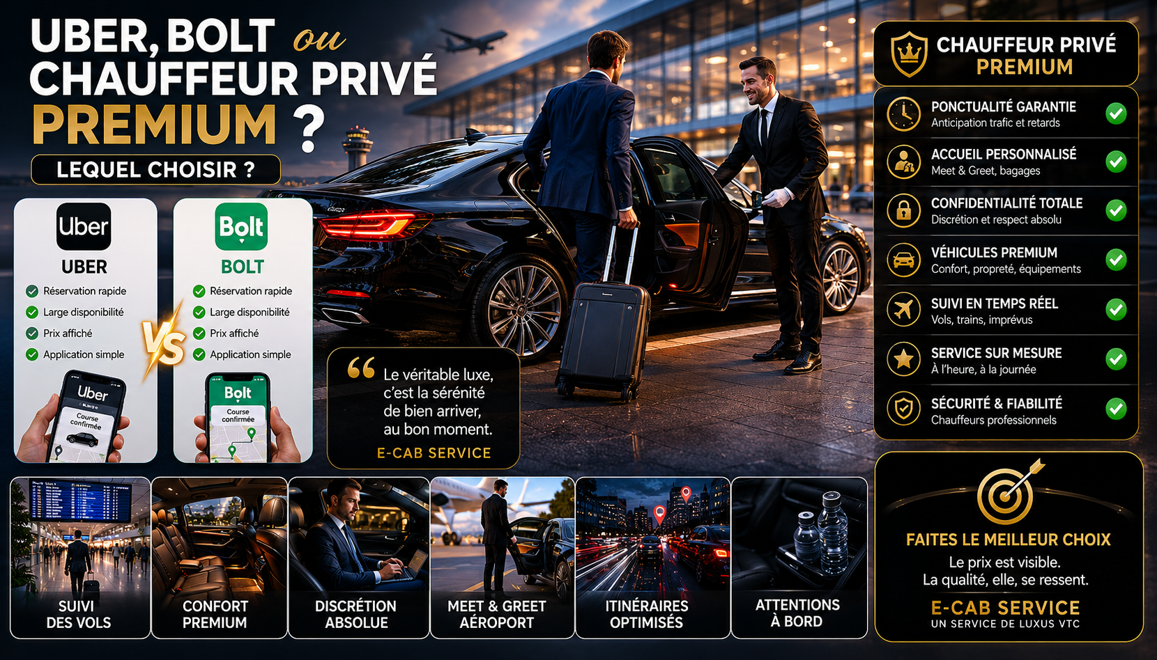 Uber, Bolt ou chauffeur privé premium : lequel choisir ?