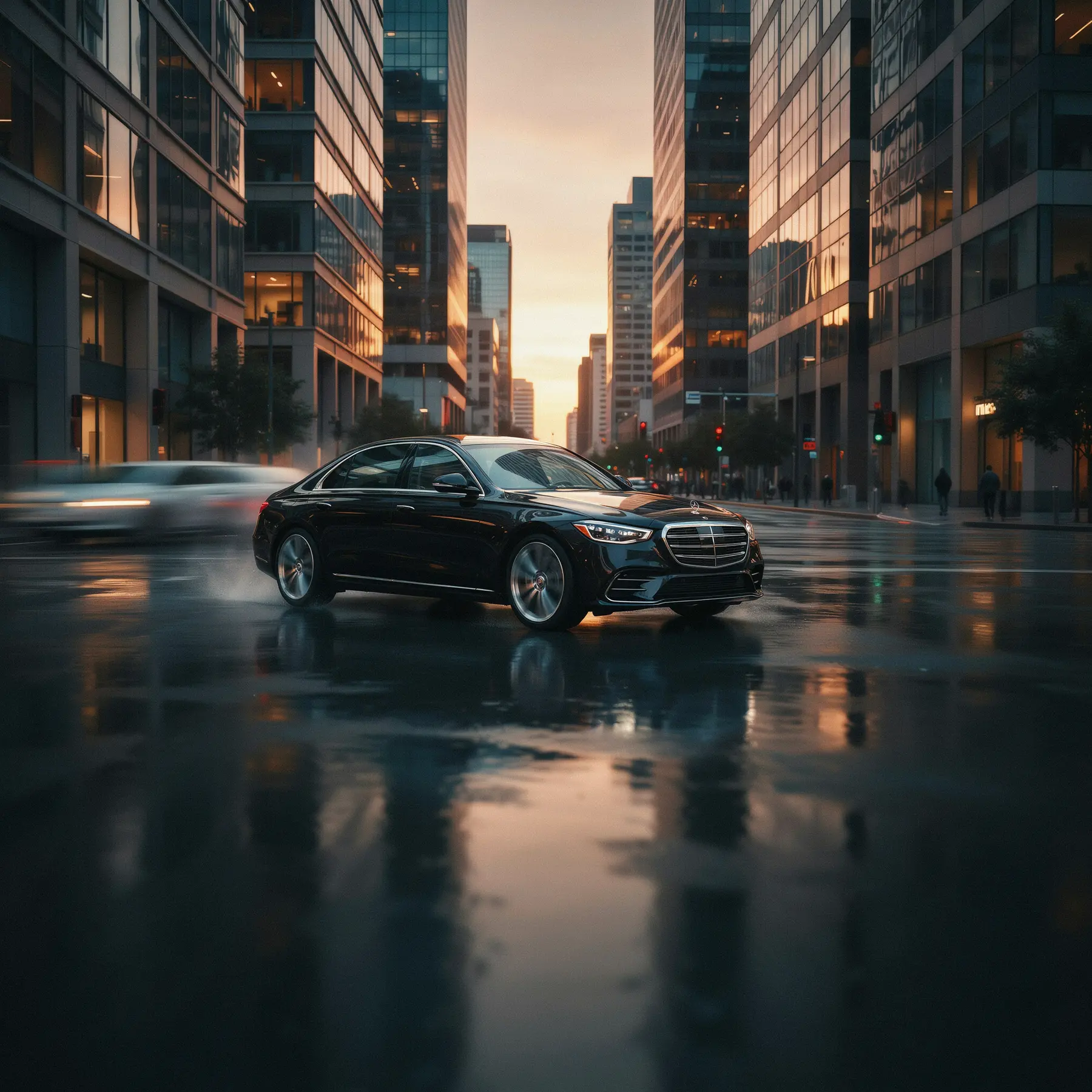 Berline avec chauffeur présentée comme exemple de vitrine VTC professionnelle